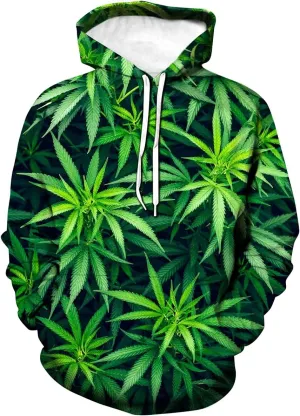Mens Womens Casual Hoodie Pullover Weed Leaf 3D Printing Graphic Sweatshirt Tops