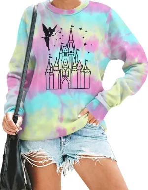MNLYBABY Magic Kingdom Sweatshirt Women Magical Castle Shirt Cute Fairy Pullover Family Vacation Shirts Long Sleeve Tops