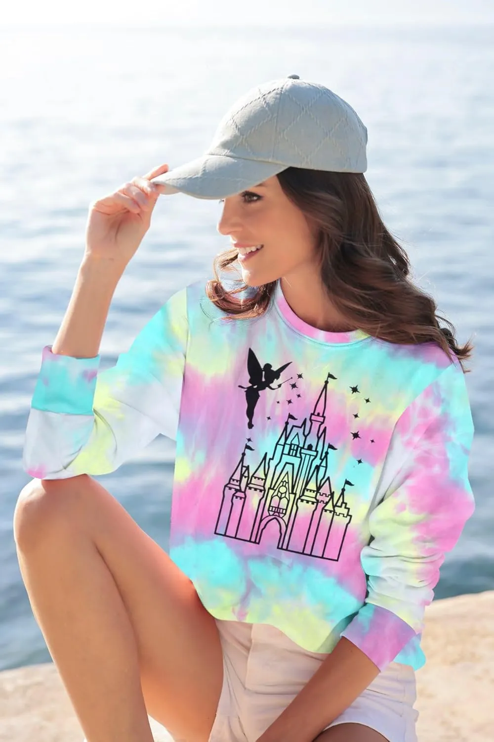 MNLYBABY Magic Kingdom Sweatshirt Women Magical Castle Shirt Cute Fairy Pullover Family Vacation Shirts Long Sleeve Tops