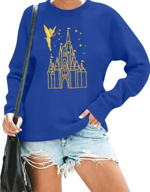 MNLYBABY Magic Kingdom Sweatshirt Women Magical Castle Shirt Cute Fairy Pullover Family Vacation Shirts Long Sleeve Tops