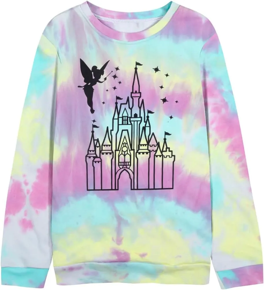 MNLYBABY Magic Kingdom Sweatshirt Women Magical Castle Shirt Cute Fairy Pullover Family Vacation Shirts Long Sleeve Tops