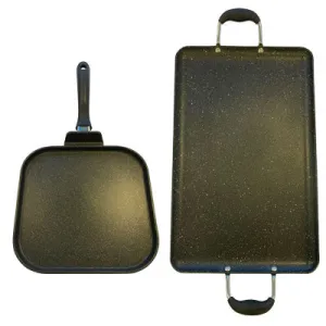 Neware Marble Griddle (2-pack) Includes Double & Square griddles for ALL types of stoves/Comales Cuadrado y de Doble Parrilla apto para TODO tipo de ESTUFA