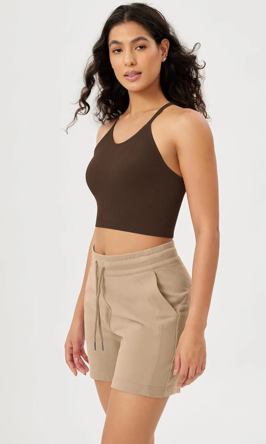 ODODOS Women's Crop Seamless Rib-Knit Camisole Strappy Racerback Cropped Tank Tops