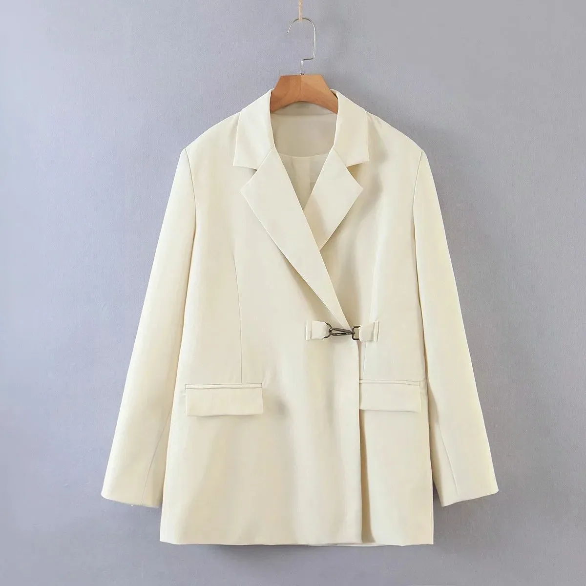 Office Lady Long Sleeve White Blazer Coat