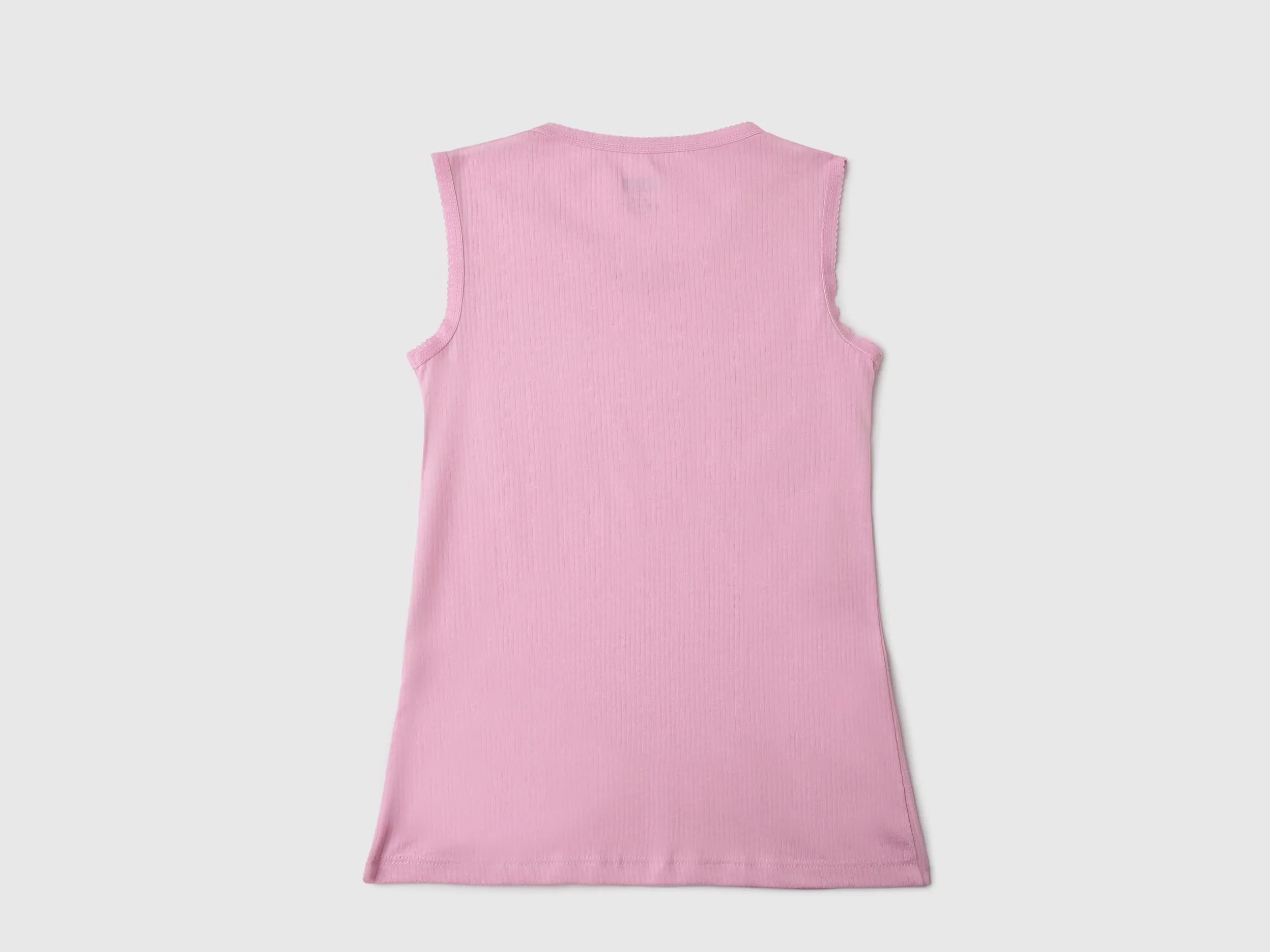 Pack of 2 Regular Fit Round Neck Ribbed & Lace Trim Vest
