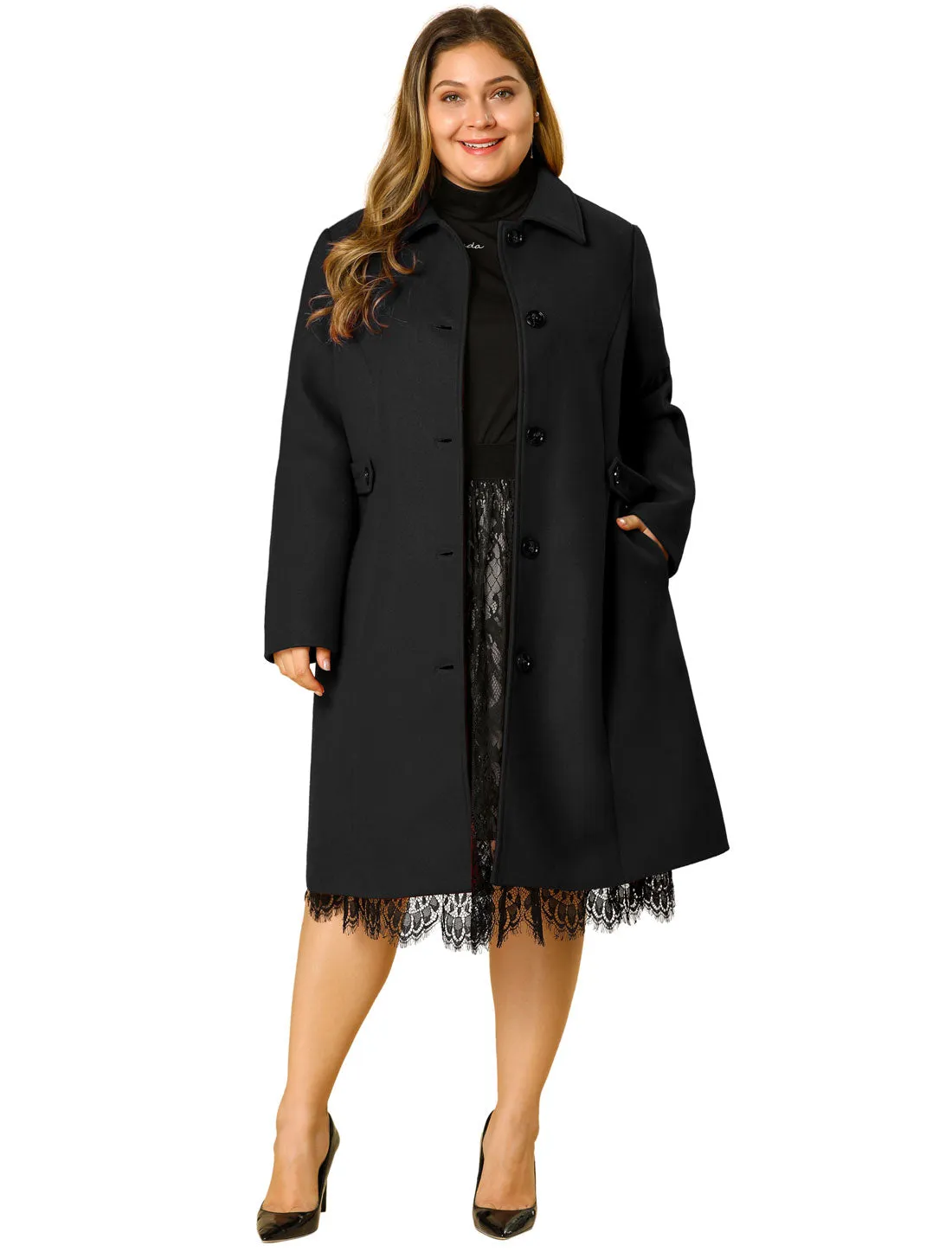 Polyester H Line Winter Single Breasted Coat Jacket