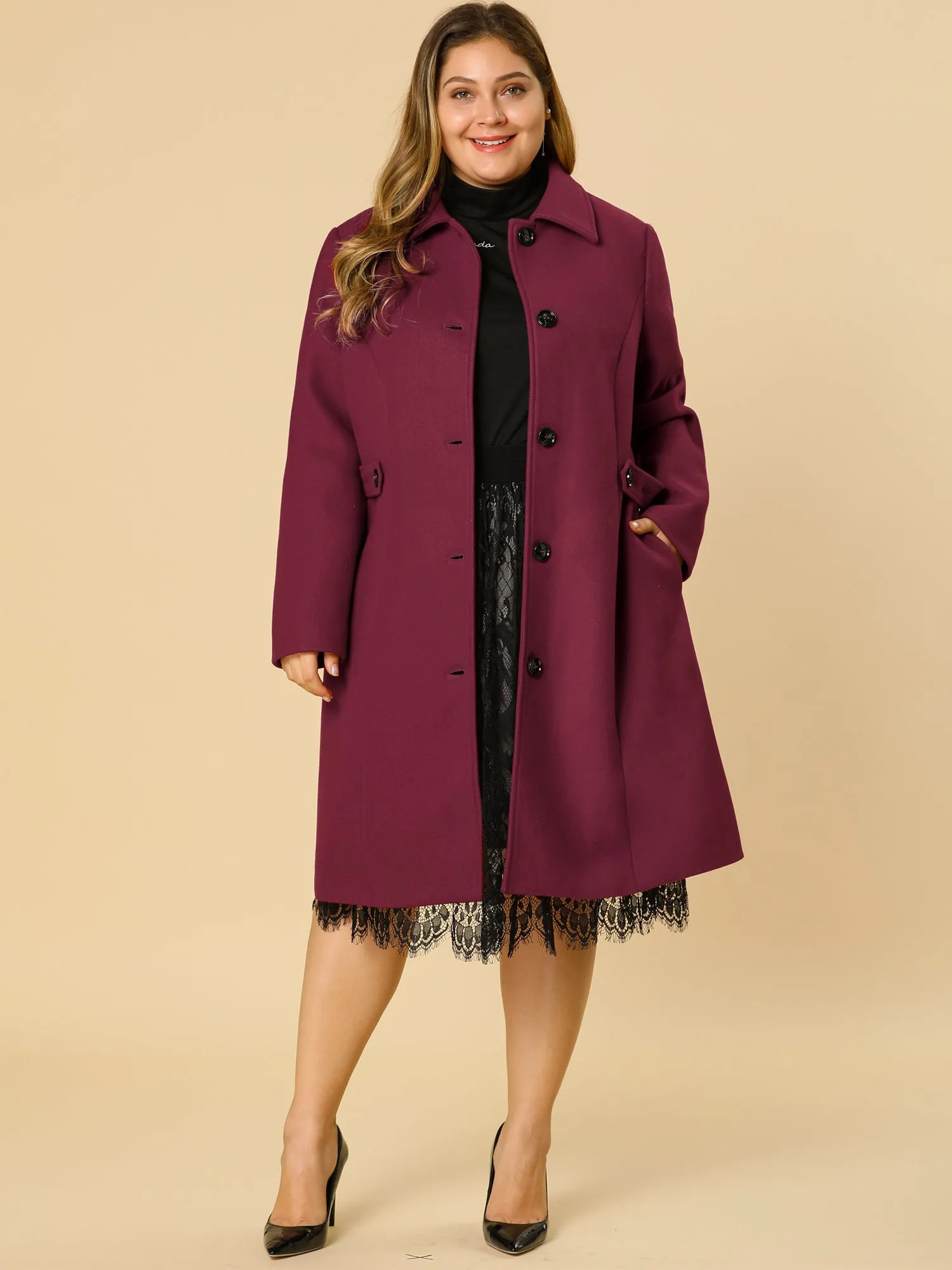 Polyester H Line Winter Single Breasted Coat Jacket