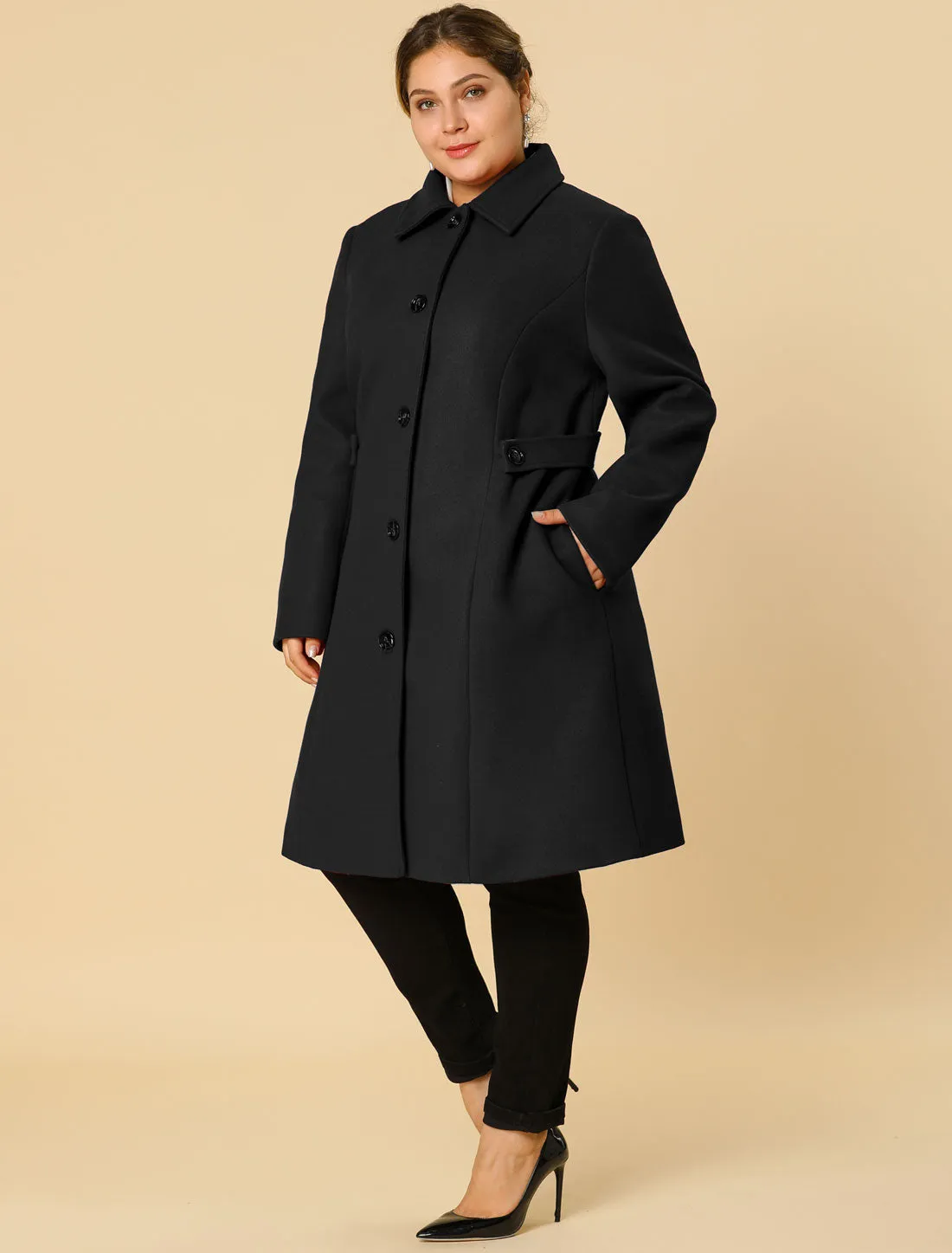 Polyester H Line Winter Single Breasted Coat Jacket