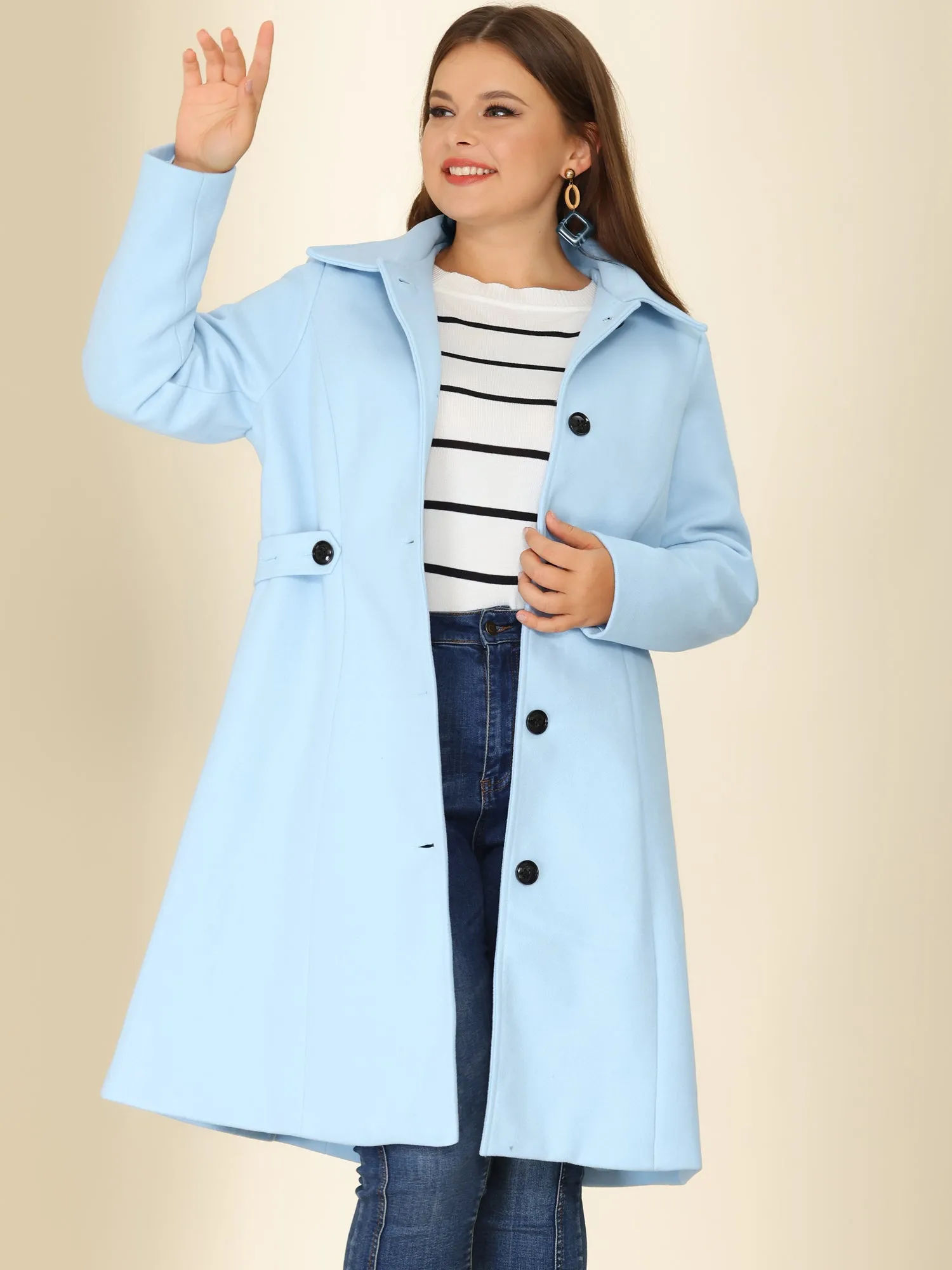 Polyester H Line Winter Single Breasted Coat Jacket