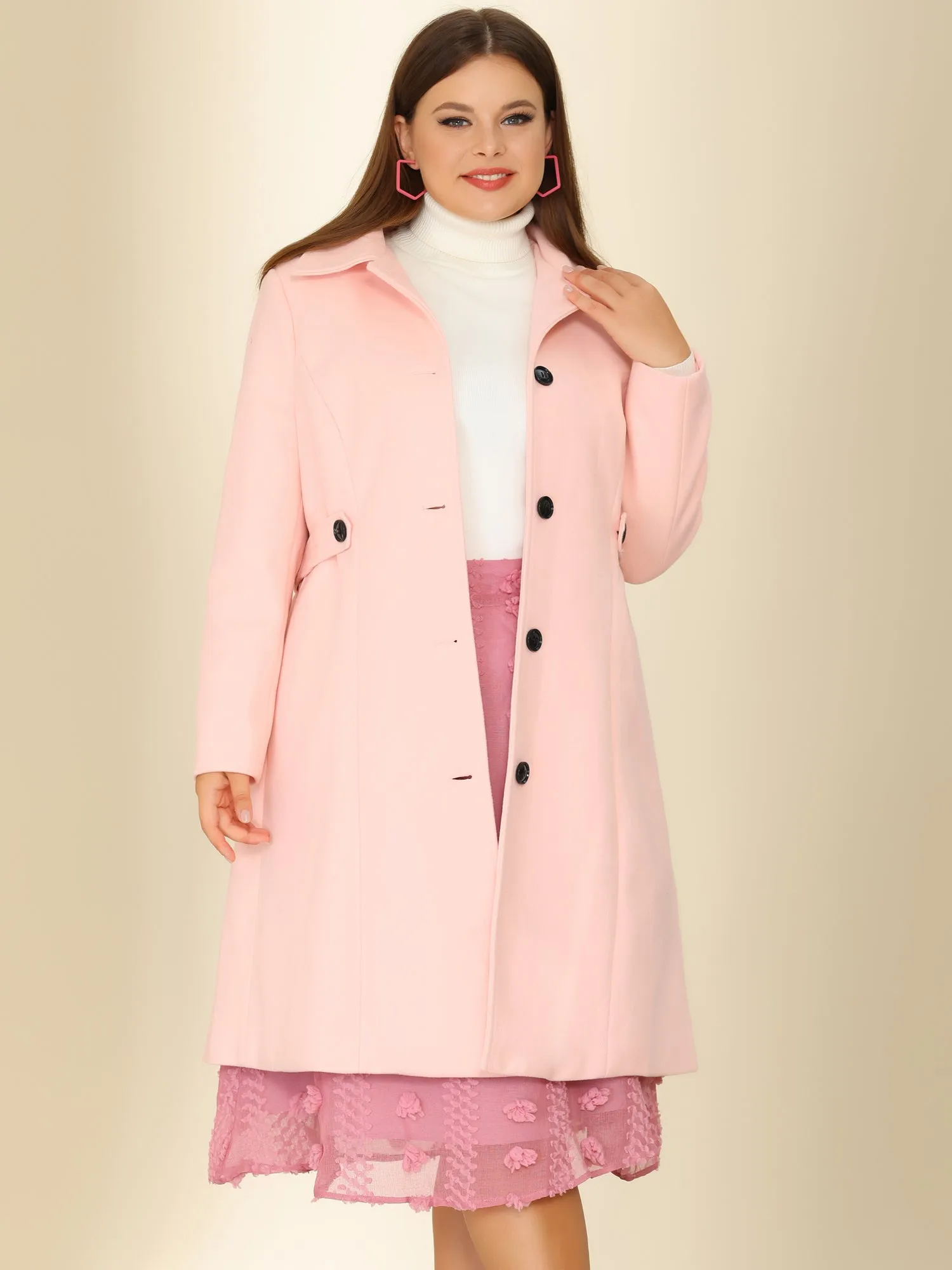 Polyester H Line Winter Single Breasted Coat Jacket