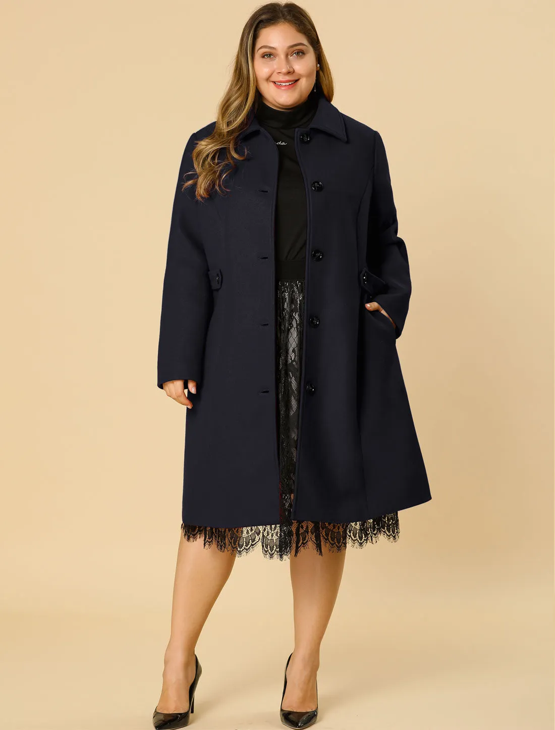 Polyester H Line Winter Single Breasted Coat Jacket