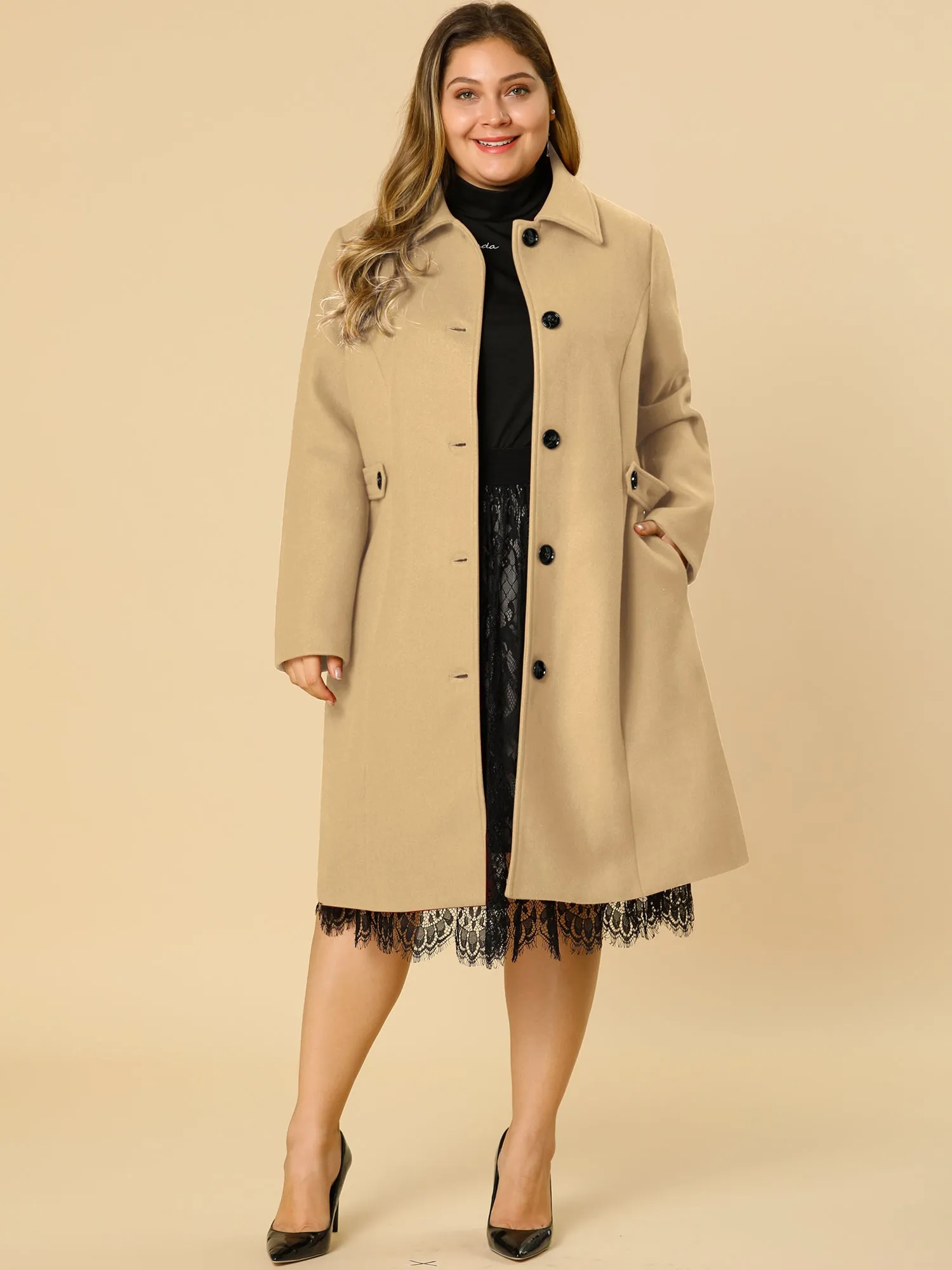 Polyester H Line Winter Single Breasted Coat Jacket