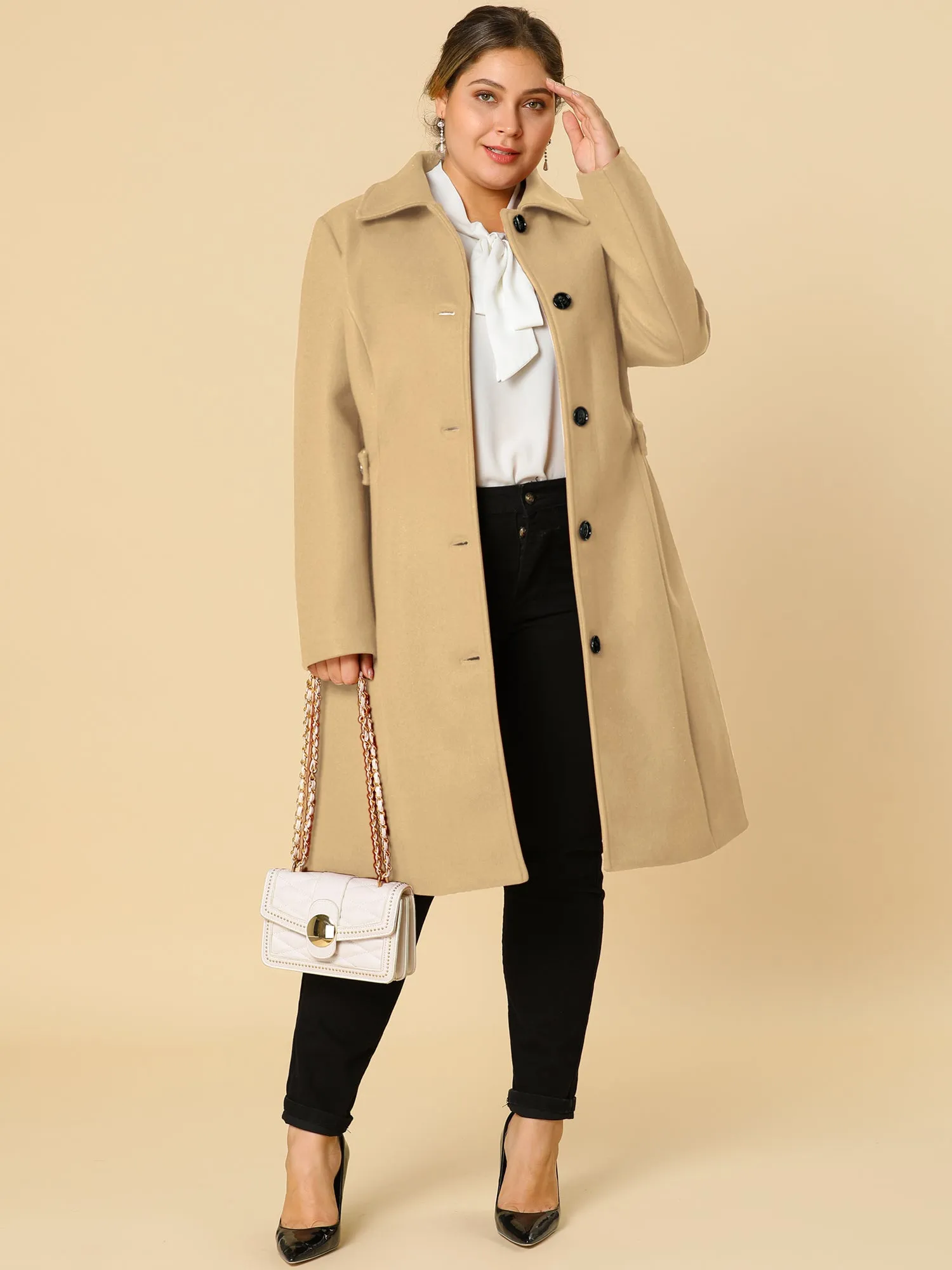 Polyester H Line Winter Single Breasted Coat Jacket