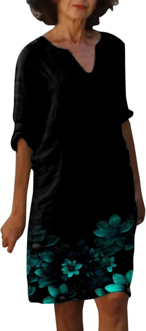 PTOLOCIF Boho Dresses for Women 2025 Cotton Linen Midi Dress Plus Size Short Sleeve Tshirt Dresses Crew Neck Shift Dress