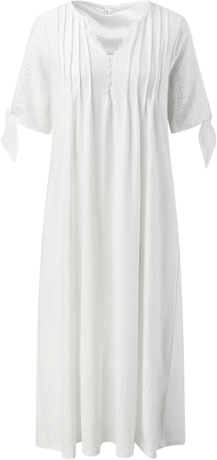 PTOLOCIF Women's Summer Boho V Neck Midi Dress Casual Short Sleeve Party Dresses Ruffle Hem a Line Beach Long Dresses