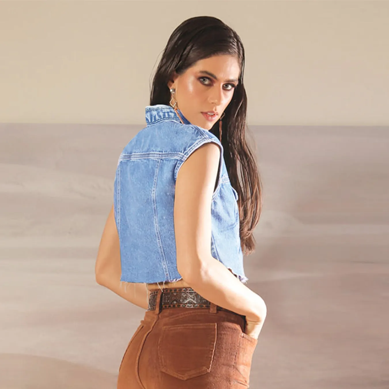 Ripped Sleeveless Denim Vests Wholesale Womens Tops