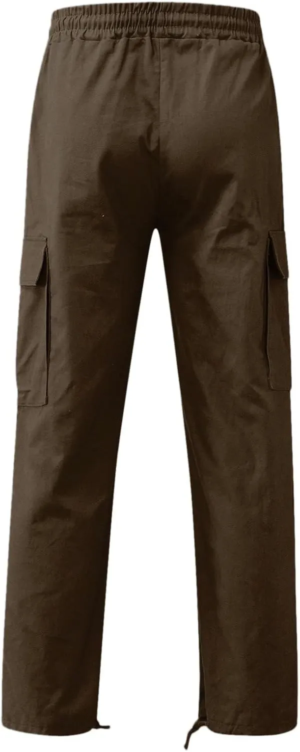 sdbrld Cargo Pants For Men Mens Trendy Relaxed Fit Beach Pants Streetwear Baggy Trousers Cargo Pants with Zipper Pockets