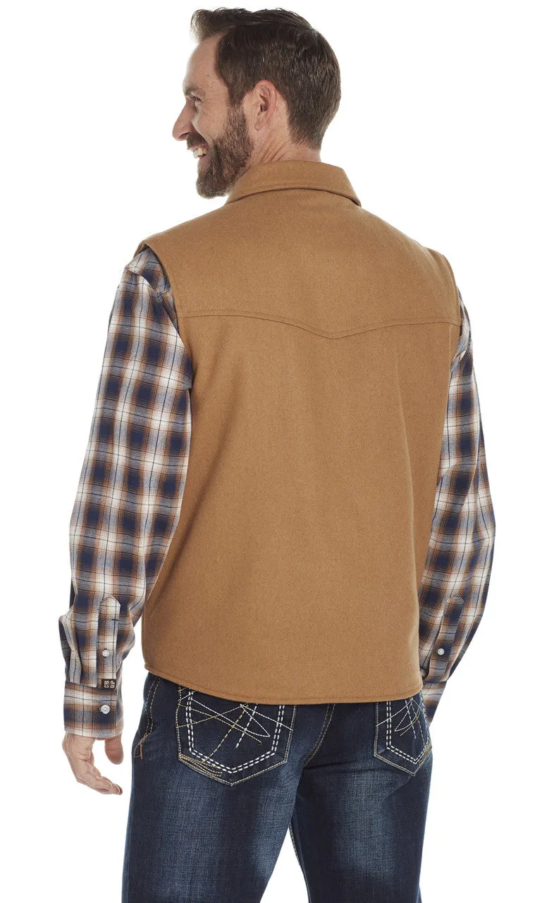 SIDRAN MENS WOOL MELTON VEST WITH NUBUCK LEATHER TRIM & CONCEALED CARRY POCKET STYLE CR38566-F23-26