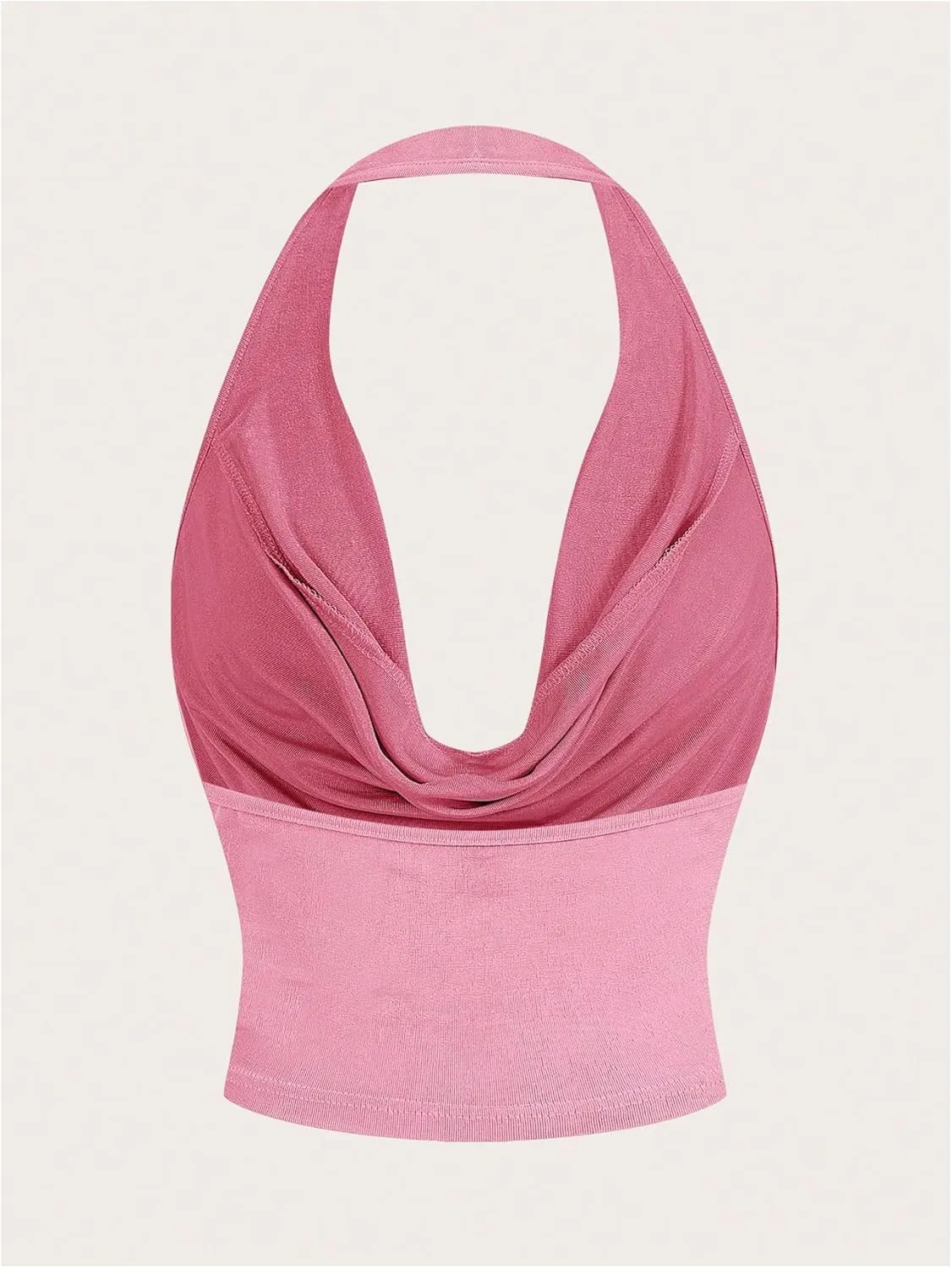 SOLY HUX Women's Cowl Neck Halter Neck Going Out Tops Open Back Sleeveless Y2k Crop Tank Top