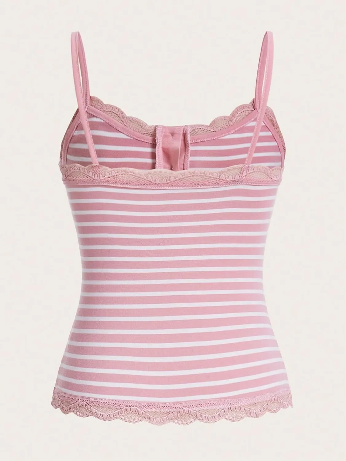 SOLY HUX Women's Striped Lace Trim Cami Crop Top Button Front Spaghetti Strap Y2k Tops