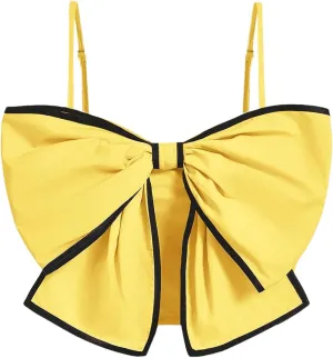 SOLY HUX Women's Y2k Bow Front Cami Crop Tops Contrast Binding Summer Camisole
