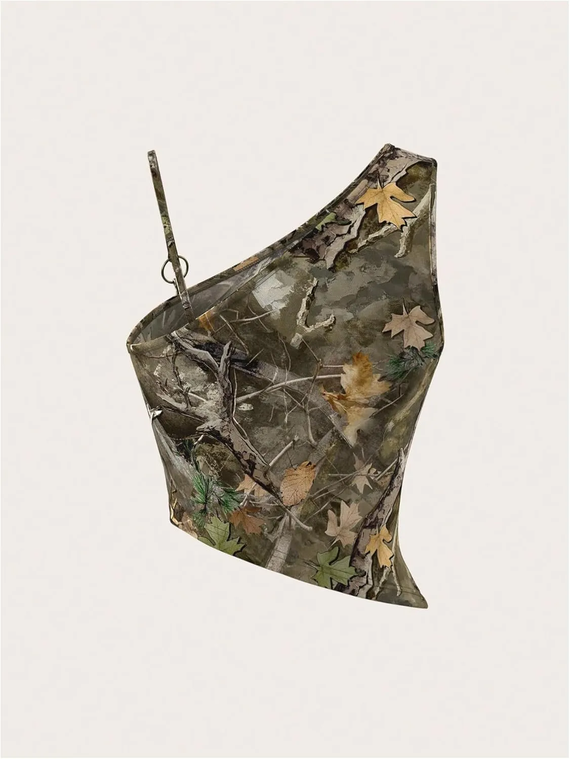 SOLY HUX Women's Y2k Camo Top Asymmetrical Neck Sleeveless Going Out Crop Tank Tops