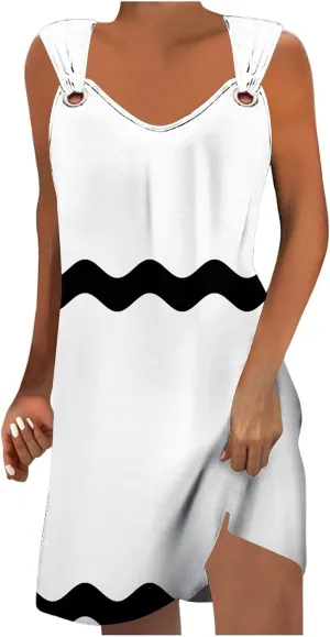Spring Dresses for Women 2025 Mini Sun Dress Casual Floral Sundress Sleeveless Tank Crewneck Coverup Mini Dress