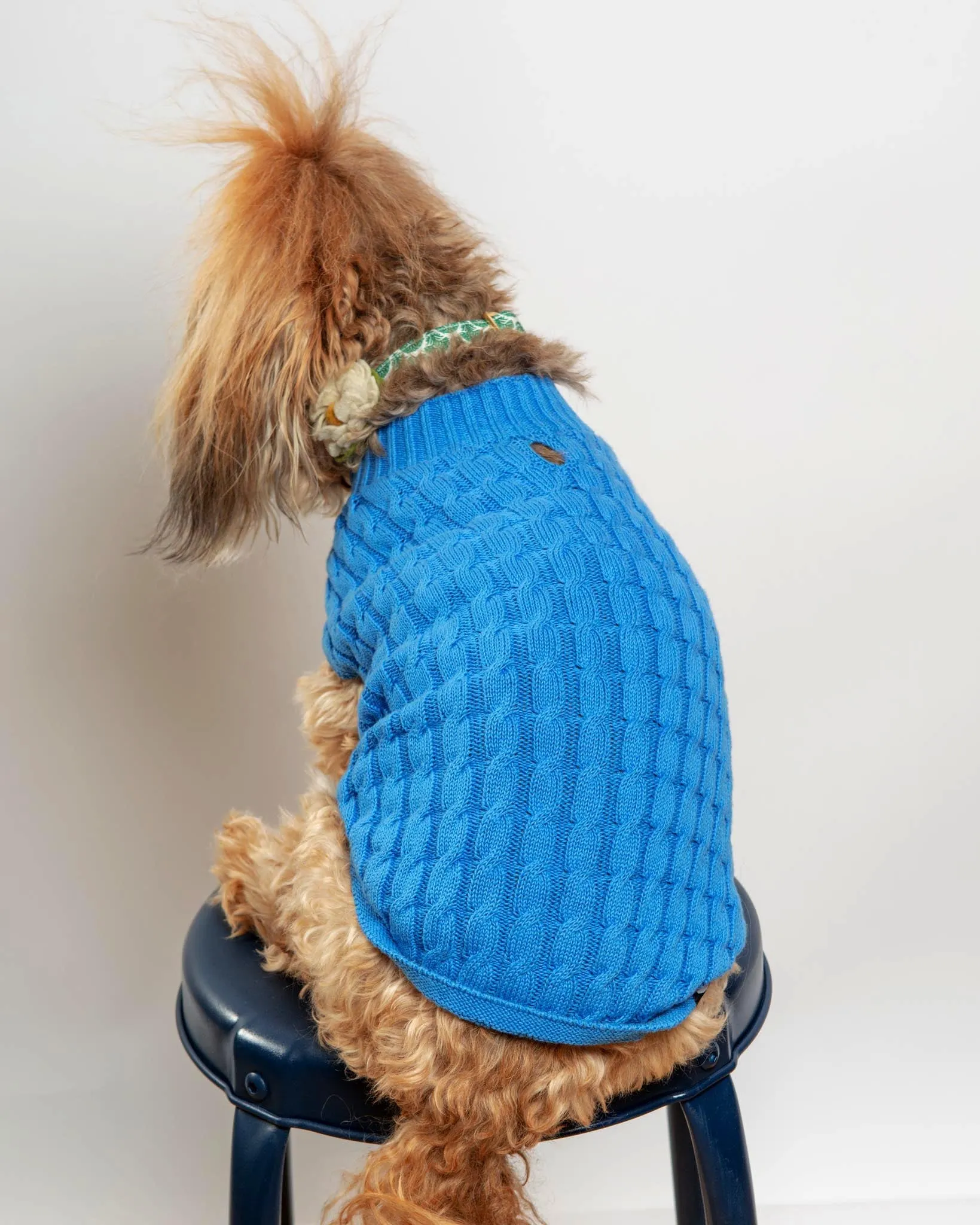 The Uptown Cable Knit Sweater in French Blue American Cotton (Made in NYC)