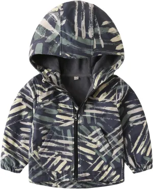 Toddler Boys Girls Fleece Lined Jacket Zip Up Hoodie, Camouflage Outerwear Windbreaker Spring Fall Jackets for Kids