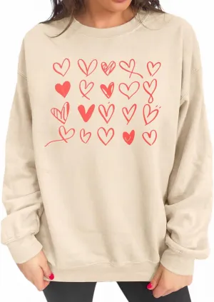 Valentines Sweatshirt Women Cute Love Heart Graphic Long Sleeve Shirts Casual Crewneck Pullover Tops
