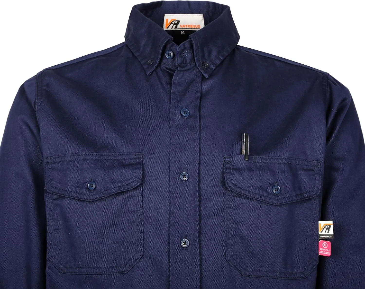 VATRENUS FR Shirts for Men 6.5oz Button Down Flame Resistant 100% Cotton Men's Pre-Washed Fire Retardant Work Shirt