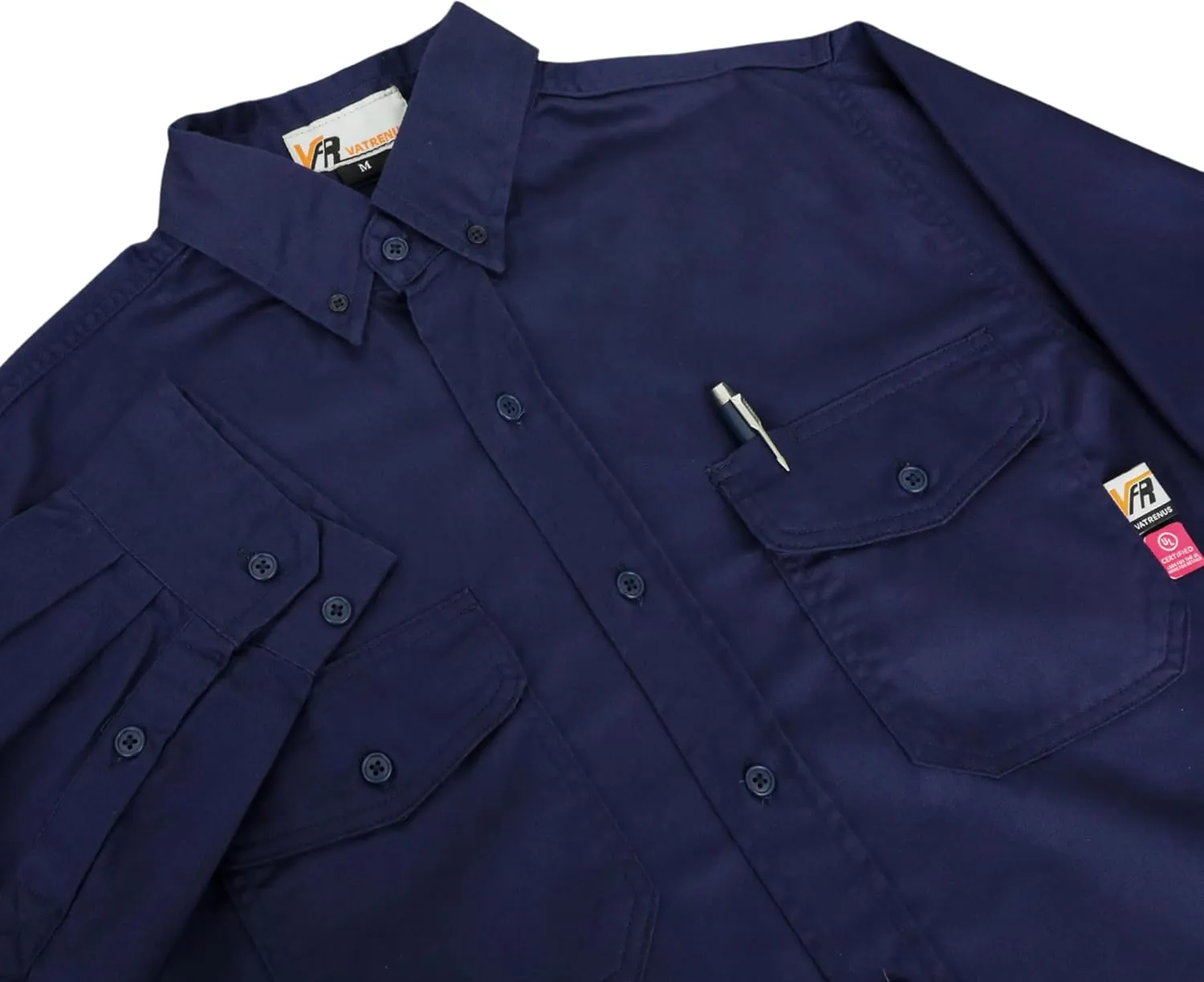 VATRENUS FR Shirts for Men 6.5oz Button Down Flame Resistant 100% Cotton Men's Pre-Washed Fire Retardant Work Shirt