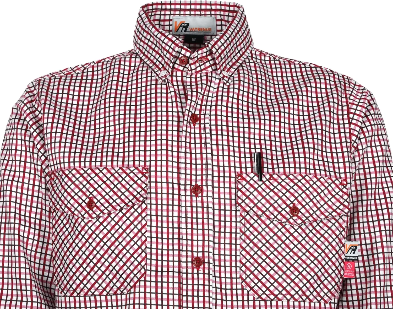VATRENUS FR Shirts for Men Print Plaid 6.5oz Flame Resistant 100% Cotton Men's Pre-Washed Fire Retardant Work Shirt