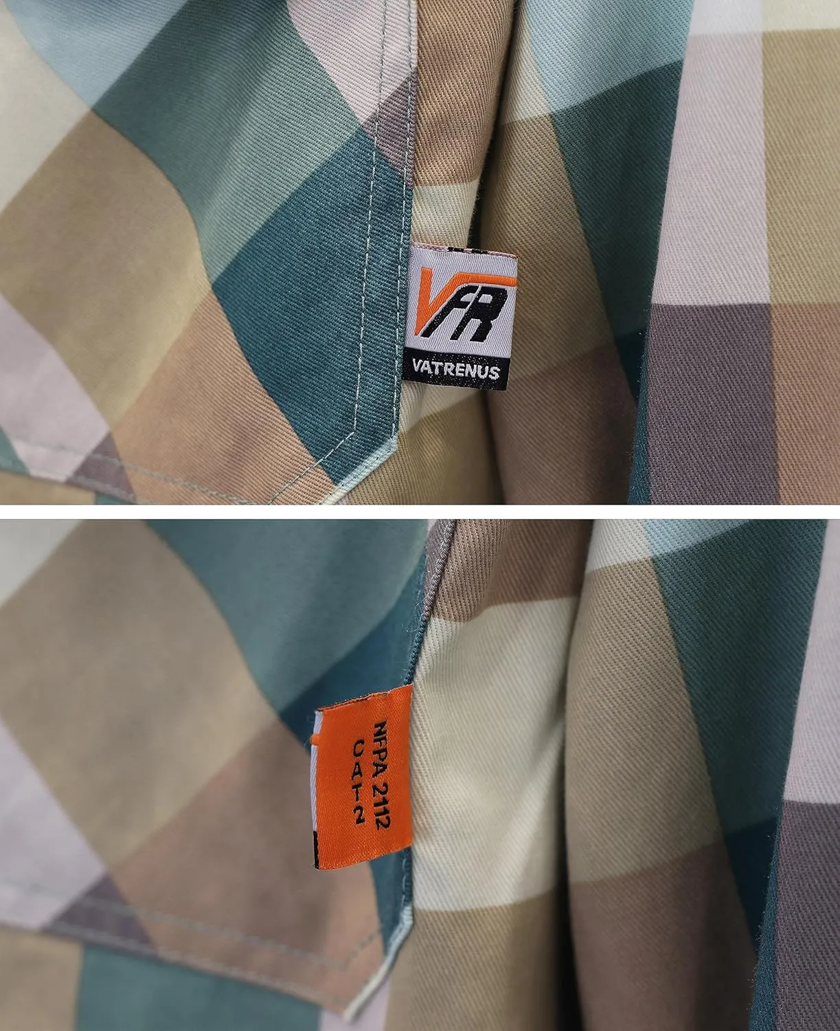 VATRENUS FR Shirts for Men Print Plaid 6.5oz Flame Resistant 100% Cotton Men's Pre-Washed Fire Retardant Work Shirt