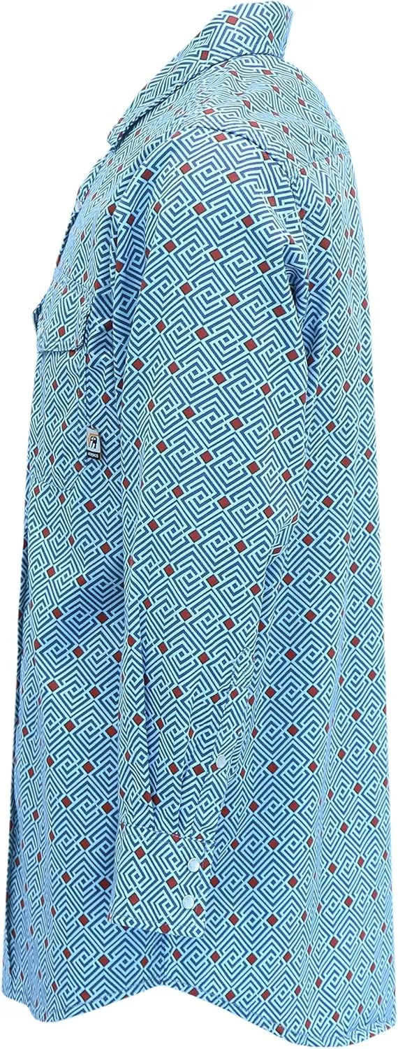 VATRENUS FR Shirts for Men Print Plaid 6.5oz Flame Resistant 100% Cotton Men's Pre-Washed Fire Retardant Work Shirt