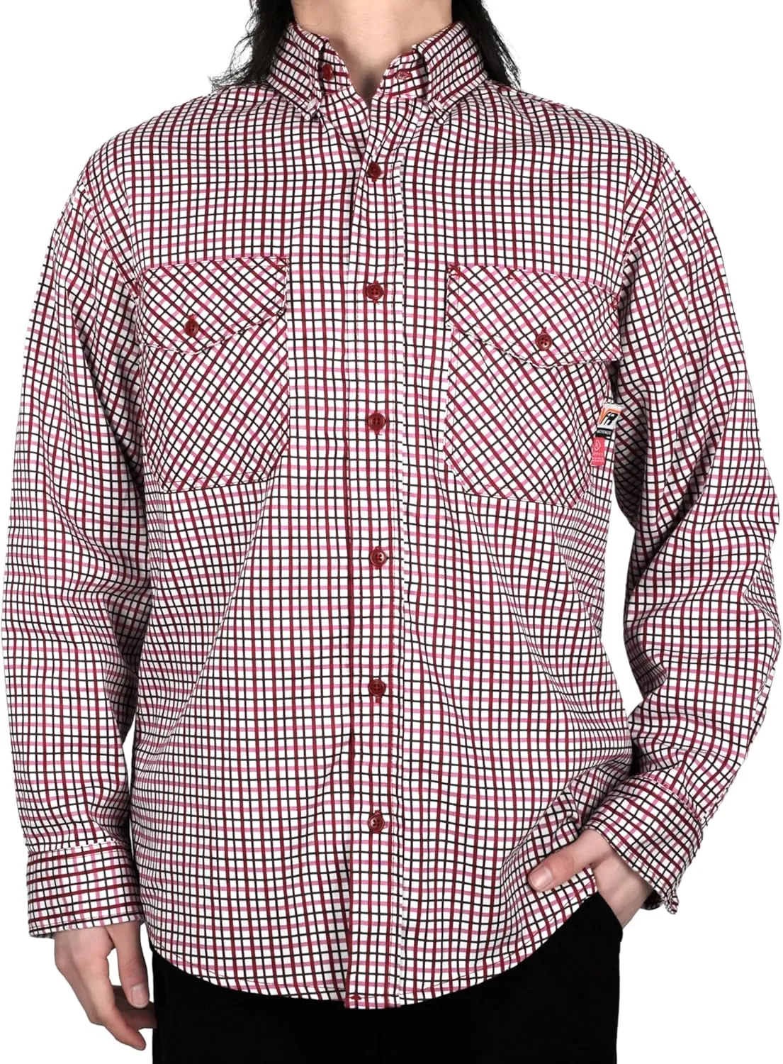 VATRENUS FR Shirts for Men Print Plaid 6.5oz Flame Resistant 100% Cotton Men's Pre-Washed Fire Retardant Work Shirt