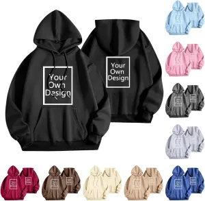 Women Custom Hoodies Warm Fleece Hooded Sweatshirts with Pockets, Your Own Design, Add Text/Photo/Image/Logo