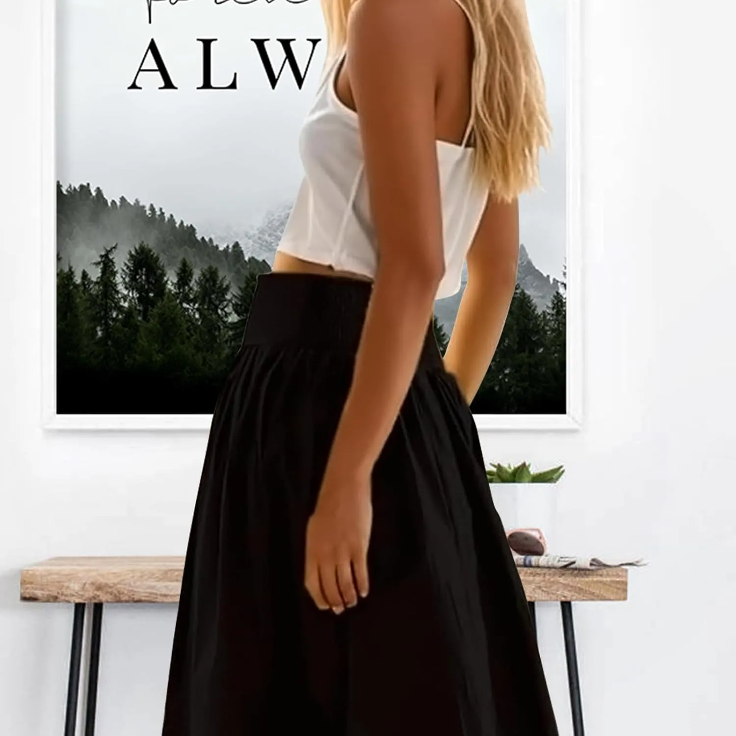 Women Y2k Bubble Maxi Skirt Summer Elastic Low Waist A Line Long Skirt Casual Fairy Ruffle Pleated Midi Dress