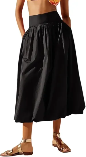 Women Y2k Bubble Maxi Skirt Summer Elastic Low Waist A Line Long Skirt Casual Fairy Ruffle Pleated Midi Dress