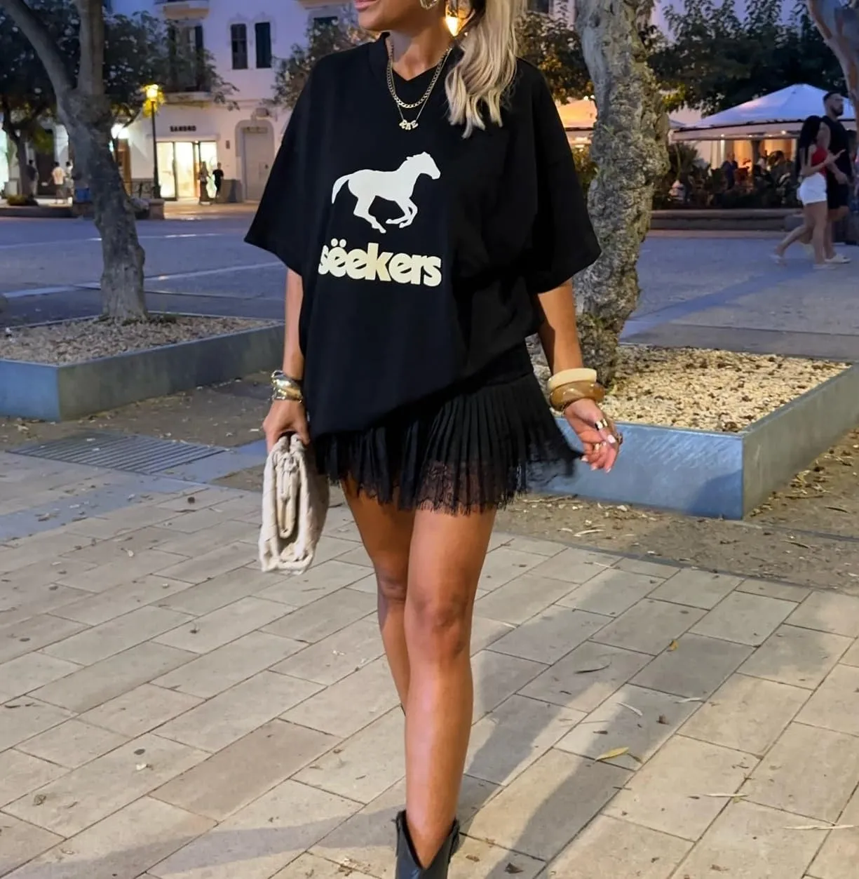 Women Y2k Lace Mini Skirt Low Rise Pleated Ruffle Half Slip Skirt Layered Flowy Short Skirt Streetwear