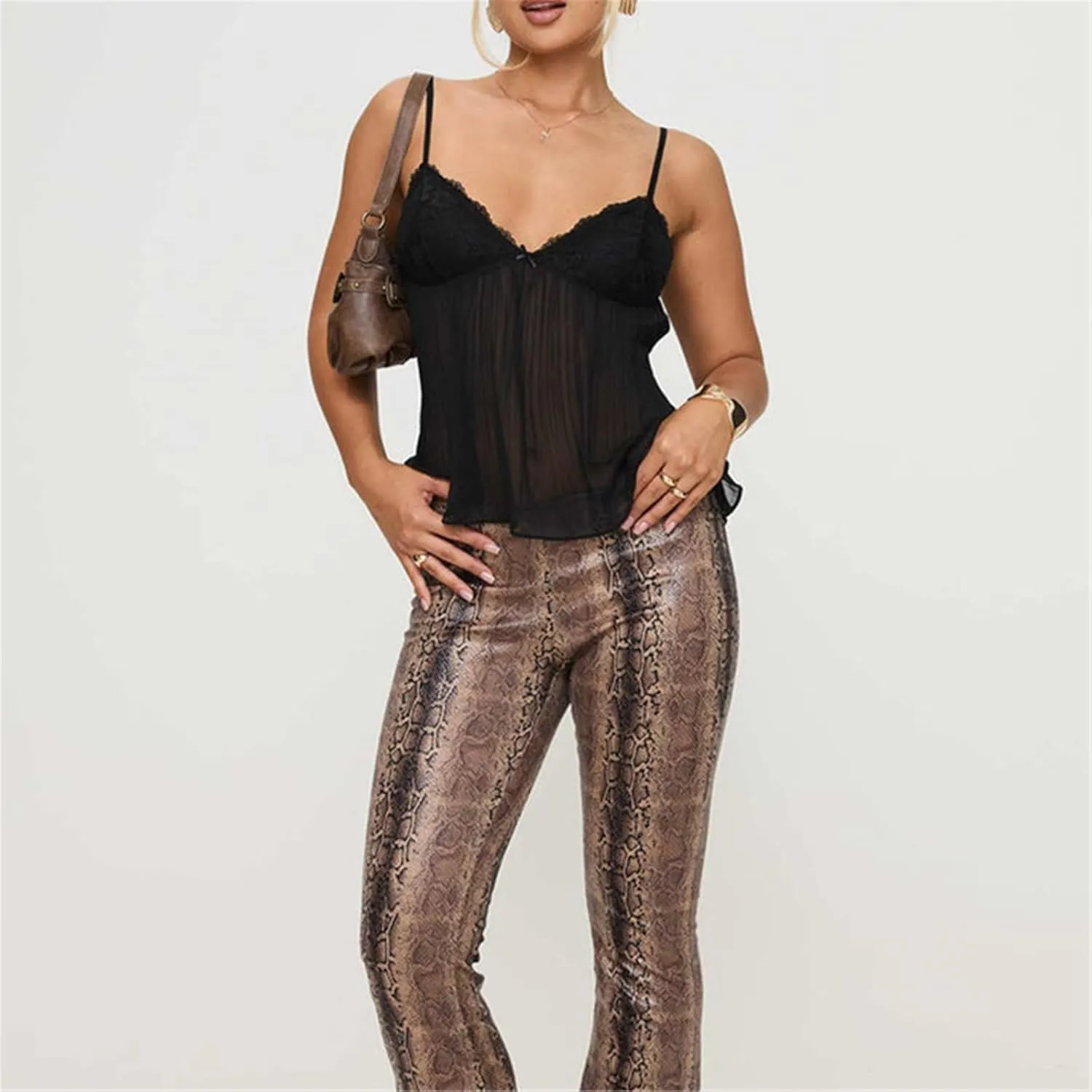 Women Y2K Mesh Camisole Top Sexy Spaghetti Strap Backless See Through Crop Vest Bustier Going Out Tops Streetwear
