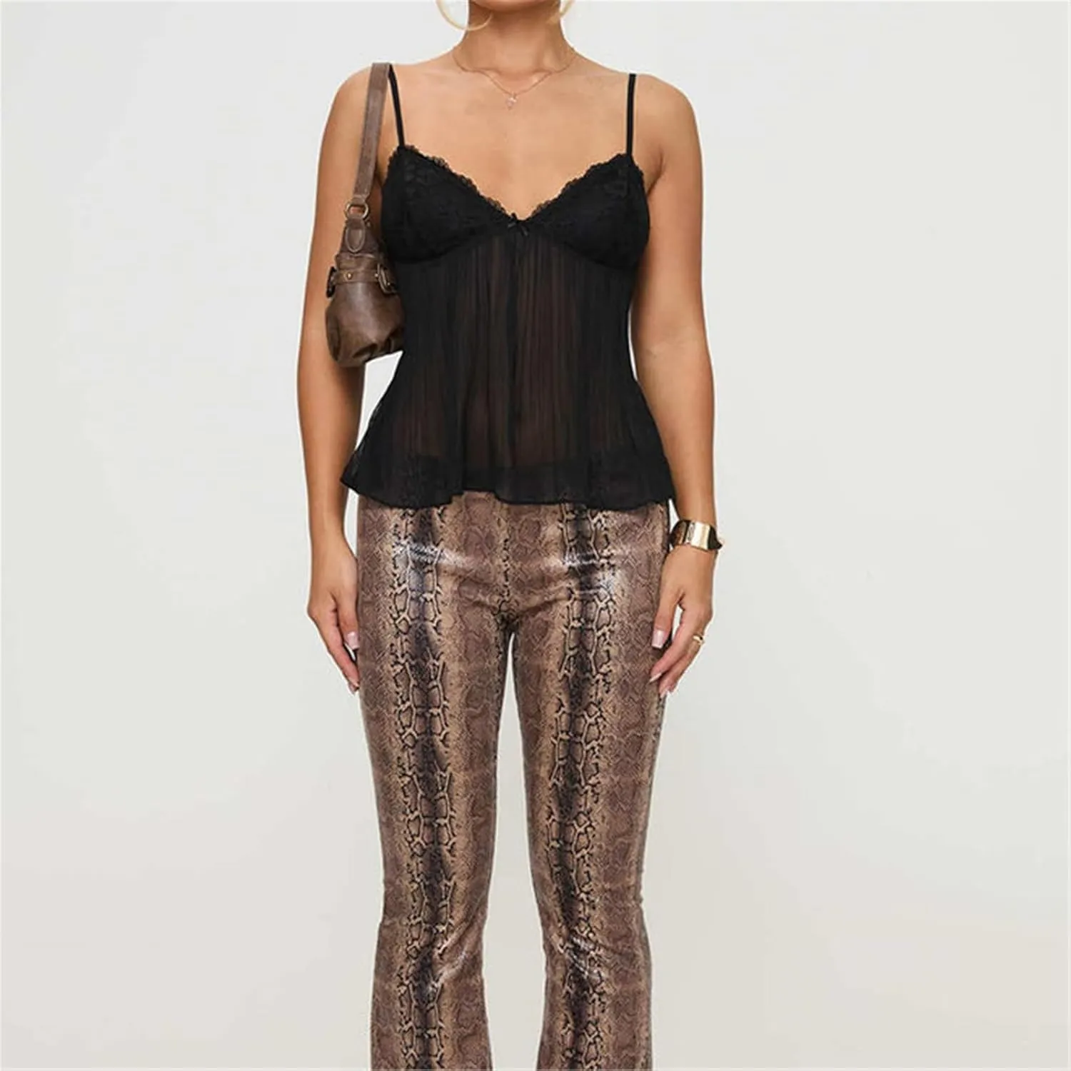 Women Y2K Mesh Camisole Top Sexy Spaghetti Strap Backless See Through Crop Vest Bustier Going Out Tops Streetwear