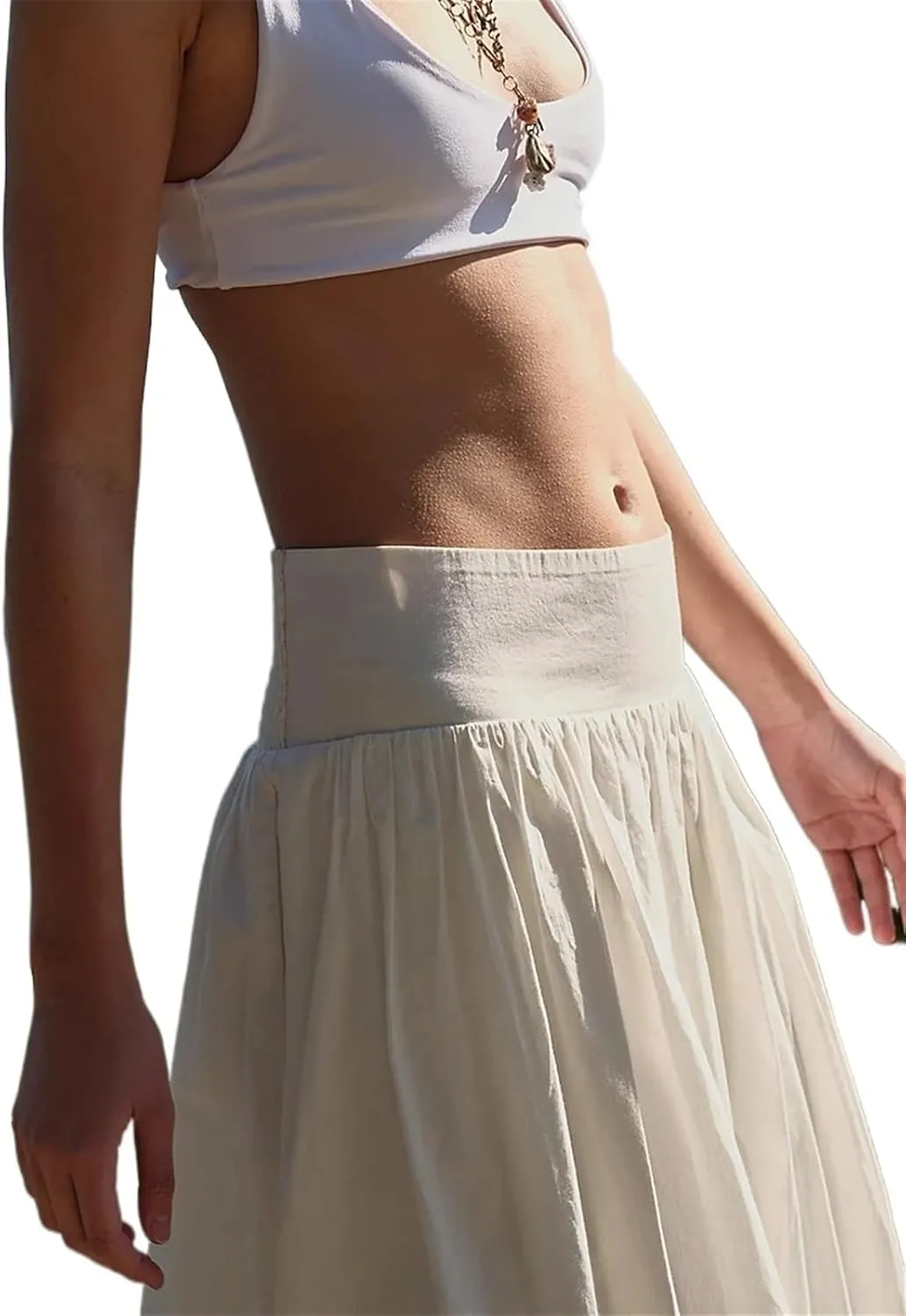 Womens Bubble Maxi Skirt Casual Elastic Low Waist Flowy A Line Long Skirt Summer Ruffle Balloon Skirt