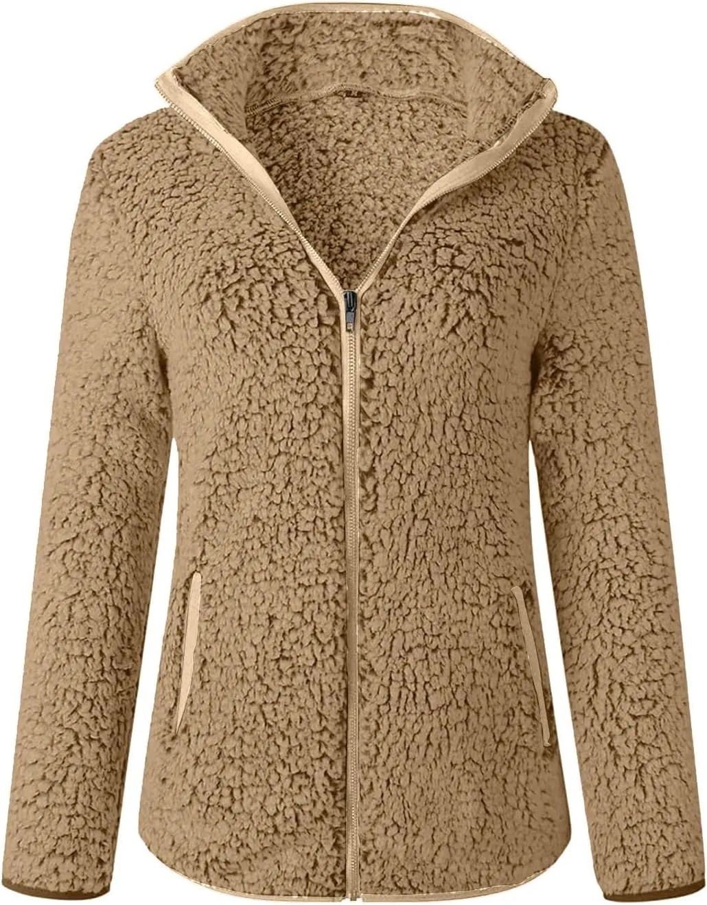Womens Fuzzy Fleece Lined Jacket Flannel Shirts Cardigan Long Sleeve Zipper Coats Outerwear 2024 Fall Outfits