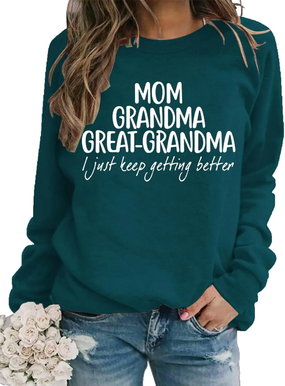 Womens Great Grandma Sweatshirt Fleece Lined Crewneck Long Sleeve Gigi Gift Inspirational Saying Tops