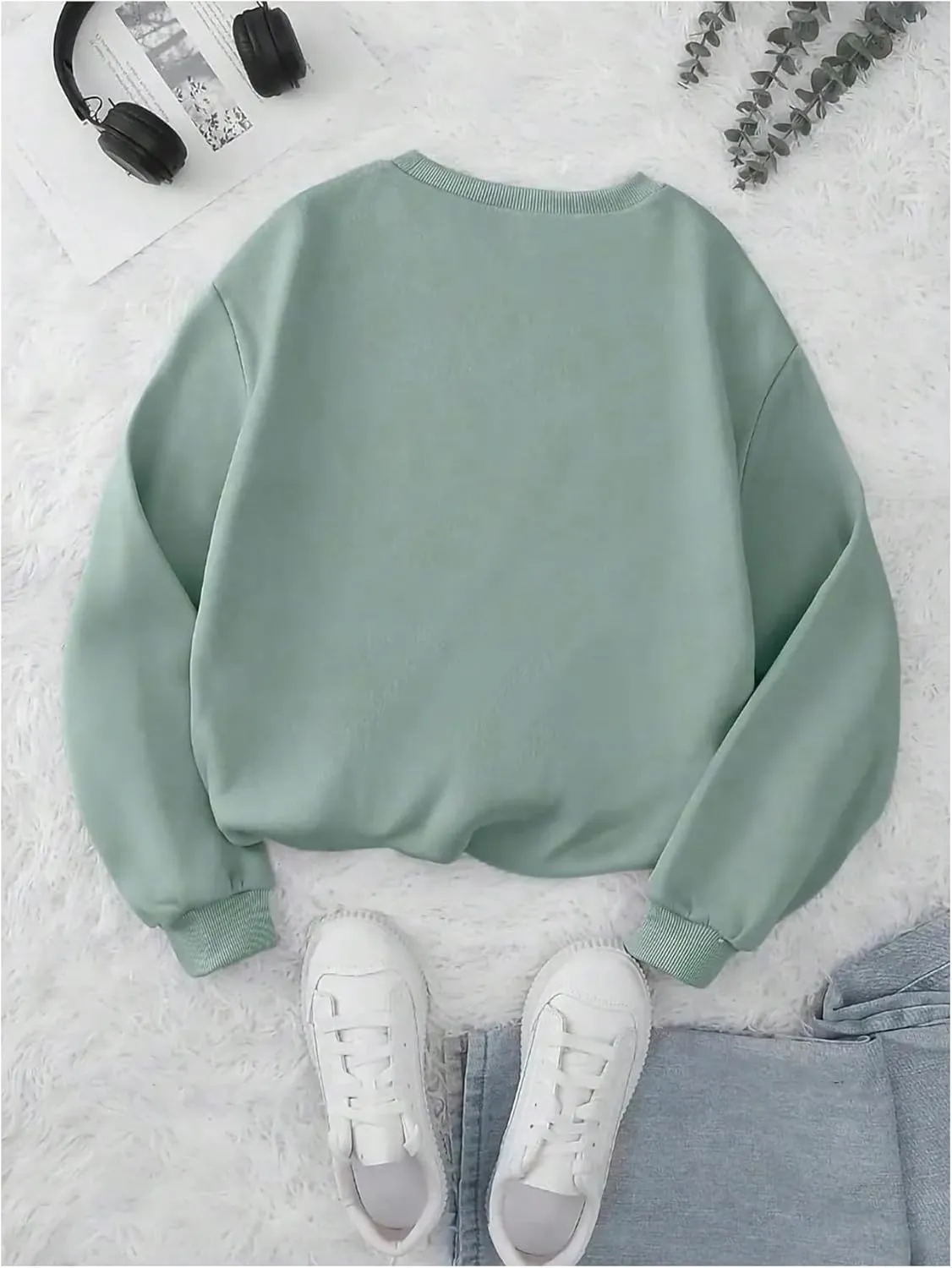 Women's Oversized Graphic Sweatshirt Drop Shoulder Long Sleeve Crewneck Pullover Tops