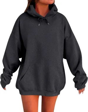 Womens Oversized Sweatshirts Fleece Hoodies Long Sleeve Shirts Pullover Drop Shoulder Outfits 2024 With Pocket