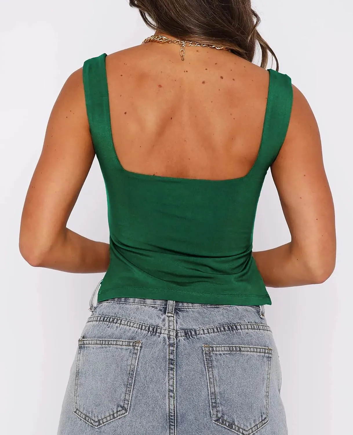 Women's Sleeveless Backless Going Out Crop Tank Top Sexy Pleated Sweetheart Neck Strappy Y2K Slits Cropped Tops