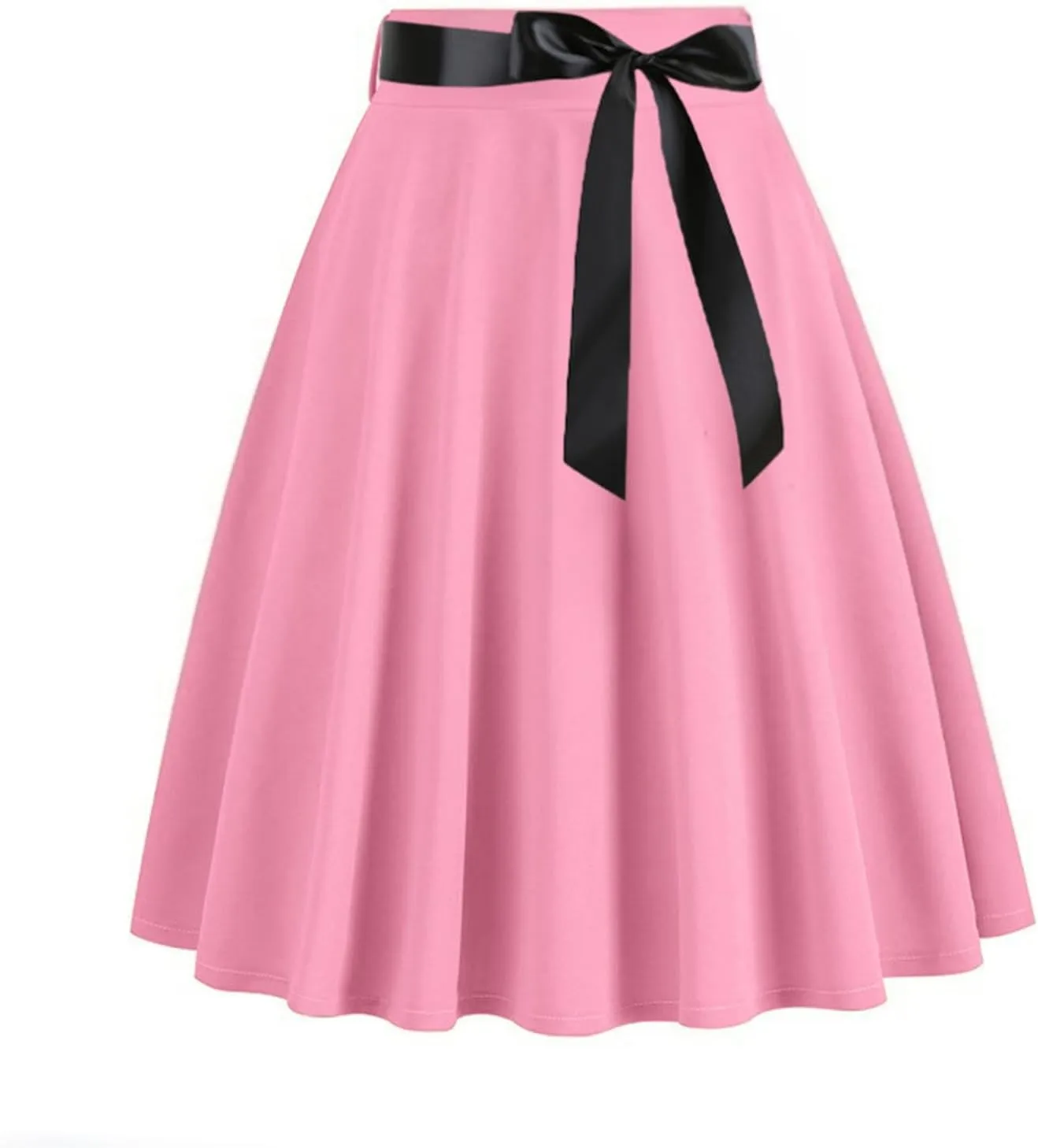 Womens Vintage Midi Skirt High Waist A-Line Skater Skirt Pleated Swing Skirt Halloween Prom Club Party Flared Skirt