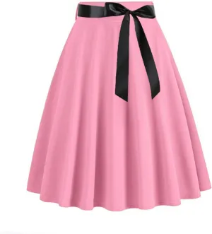 Womens Vintage Midi Skirt High Waist A-Line Skater Skirt Pleated Swing Skirt Halloween Prom Club Party Flared Skirt